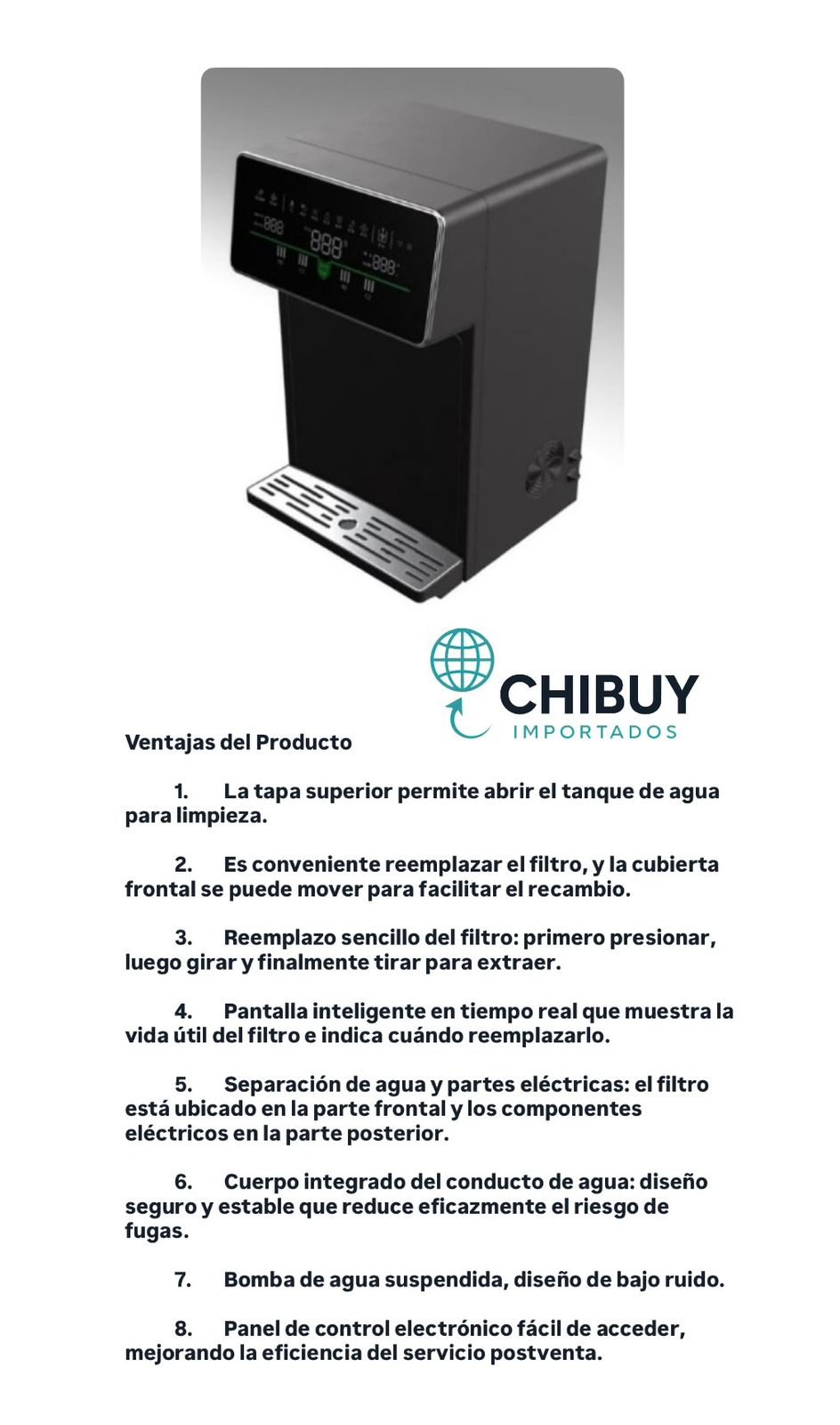 Filtro y Dispenser de Mesa Premium con Ósmosis Inversa - Imagen 4